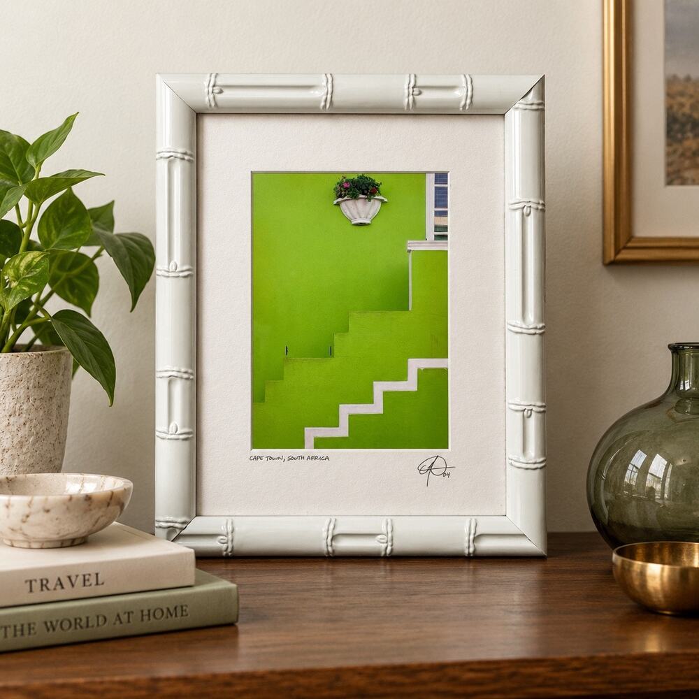 2004 Cape Town South Africa Signed Photo Print Bo-Kaap Bamboo Frame 8x10